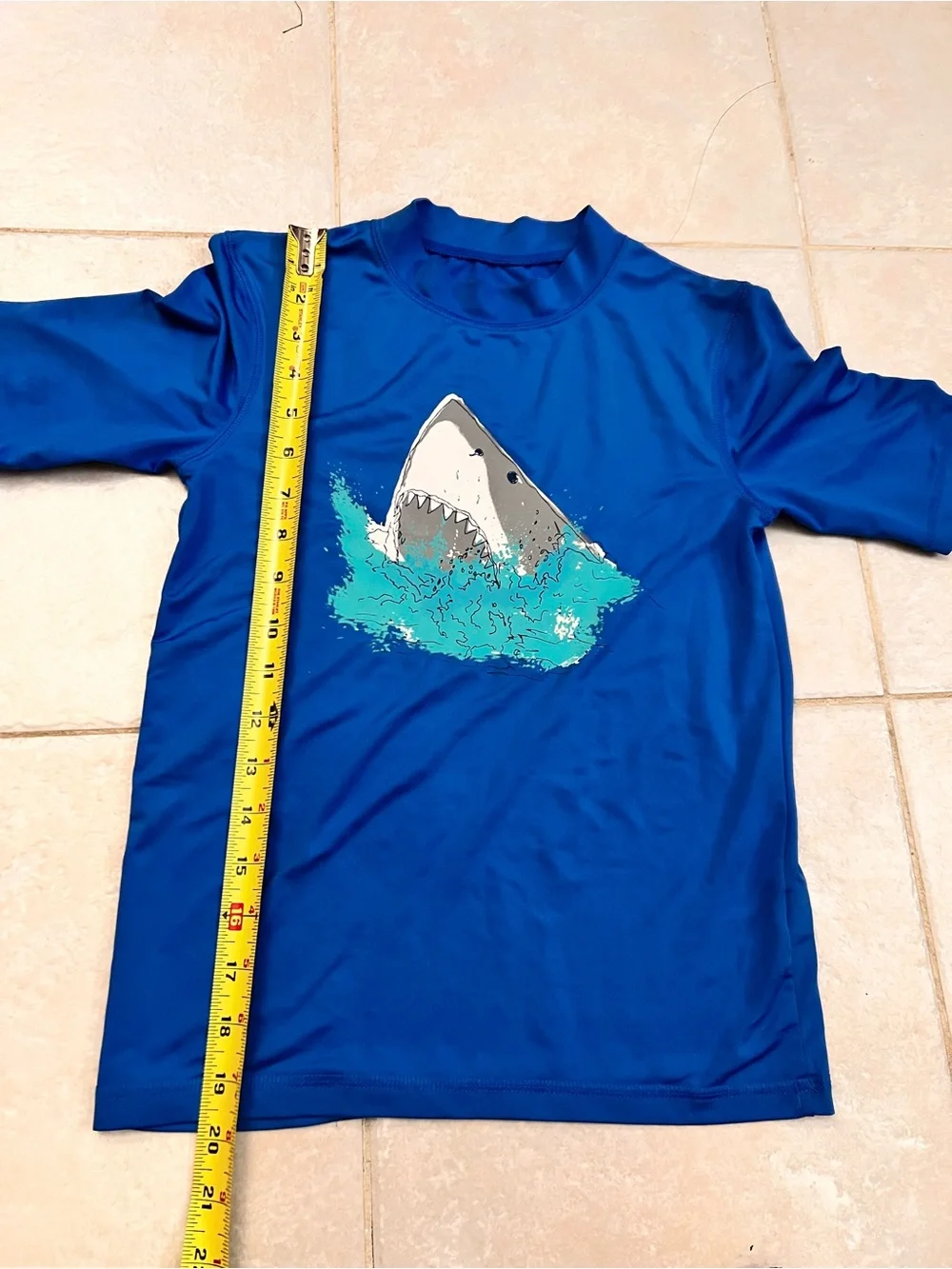 Cat & Jack Navy Blue Shark Swim Rash Guard